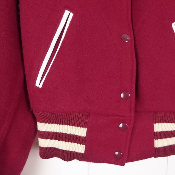 VTG Jacket Womens SZ S Letterman Varsity Hooded Preppy Scholastic Chief Logo - Picture 3 of 9